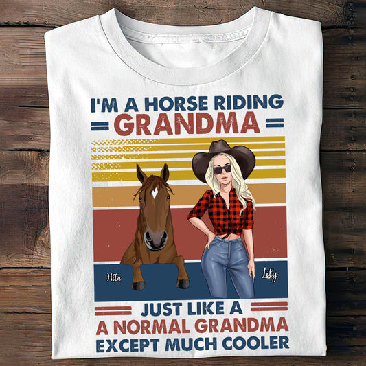Horse Riding Grandma - Personalized Mother's Day Grandma T-shirt and Hoodie