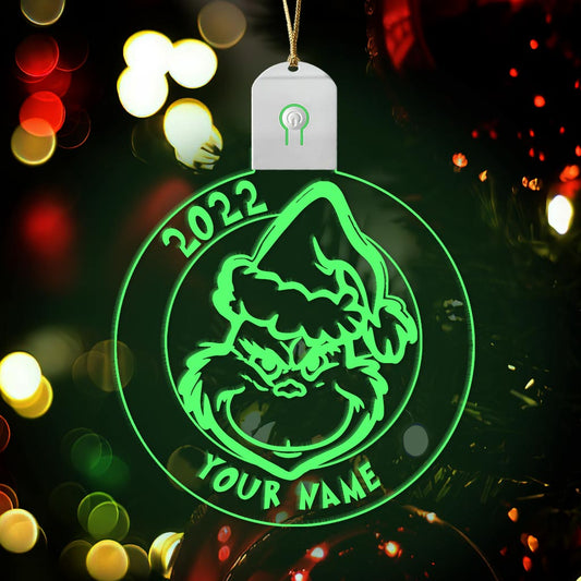Merry Grinchmas - Personalized Christmas Stole Christmas Round Led Acrylic Ornament