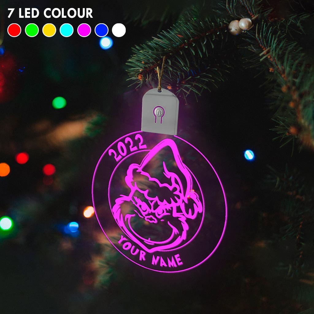 Merry Grinchmas - Personalized Christmas Stole Christmas Round Led Acrylic Ornament