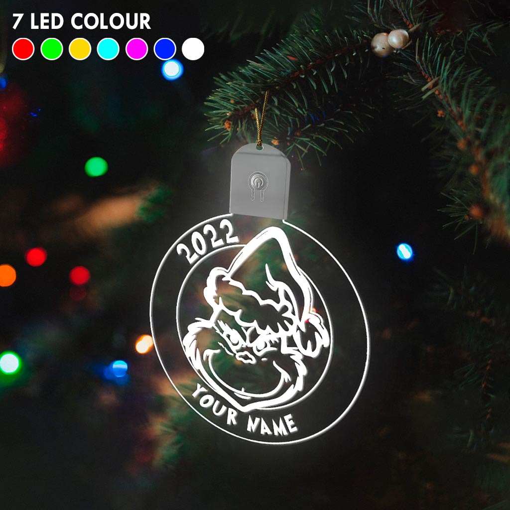 Merry Grinchmas - Personalized Christmas Stole Christmas Round Led Acrylic Ornament