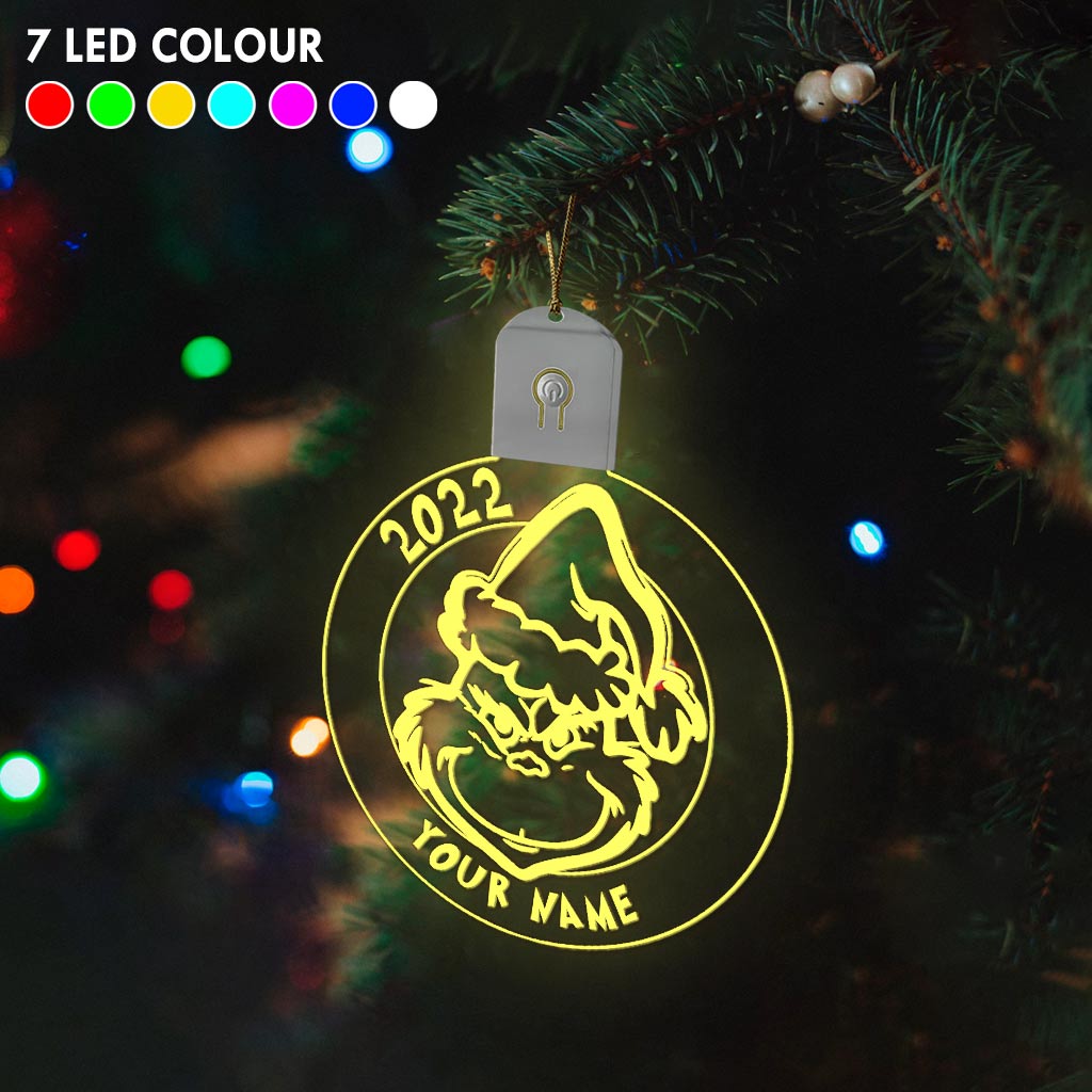 Merry Grinchmas - Personalized Christmas Stole Christmas Round Led Acrylic Ornament