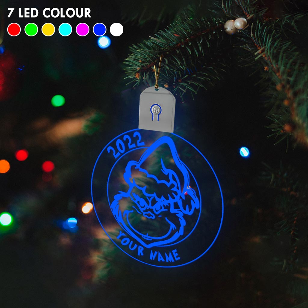 Merry Grinchmas - Personalized Christmas Stole Christmas Round Led Acrylic Ornament