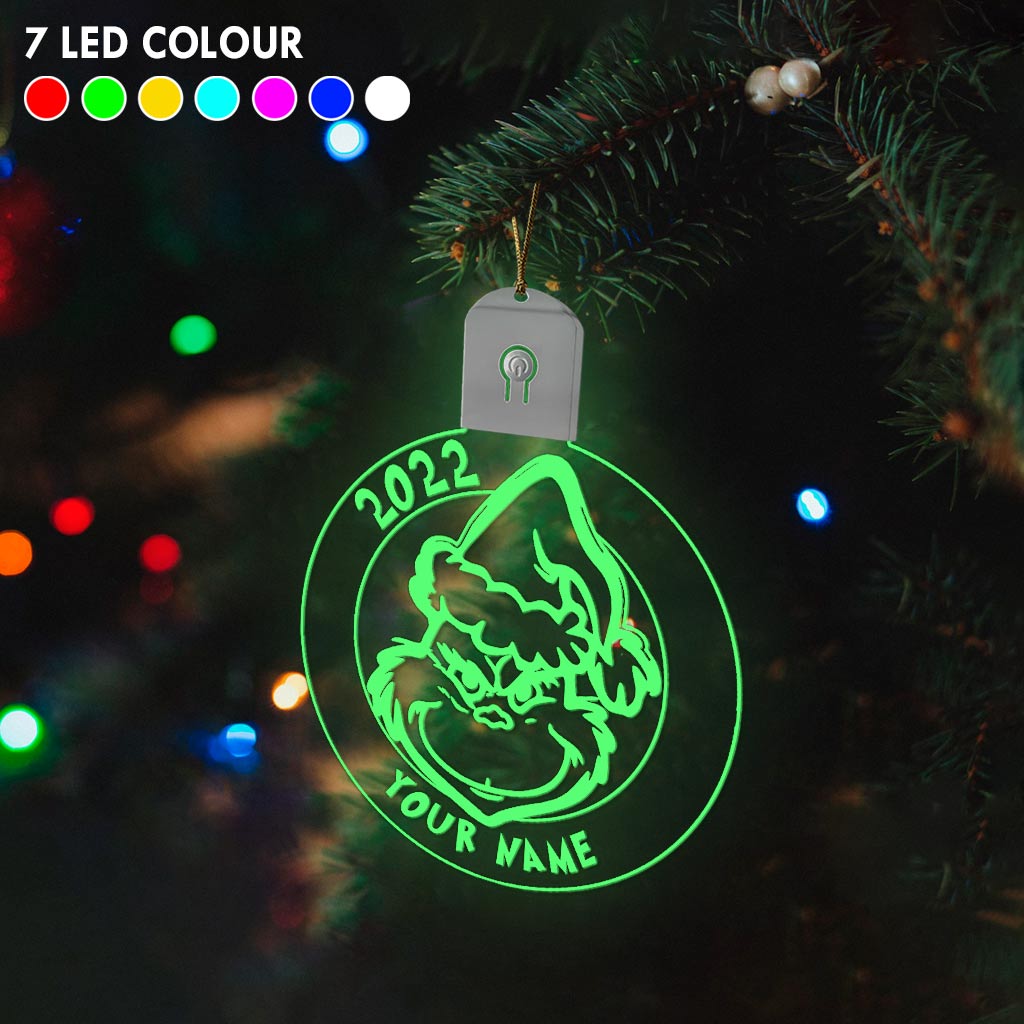 Merry Grinchmas - Personalized Christmas Stole Christmas Round Led Acrylic Ornament