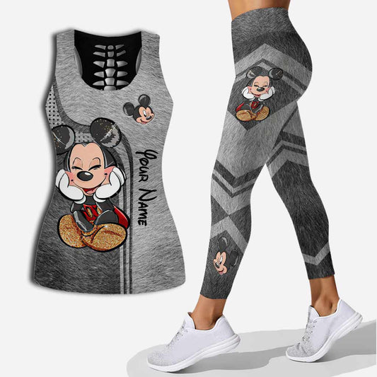 Cute Mouse Ears - Personalized Hollow Tank Top And Leggings