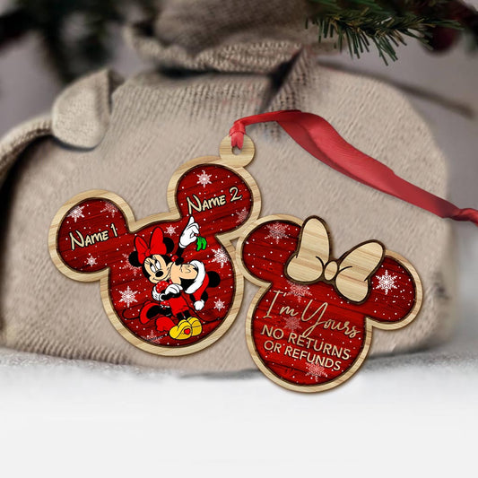 Mouse Ears Couple - Personalized Christmas Ornament (Printed On Both Sides)
