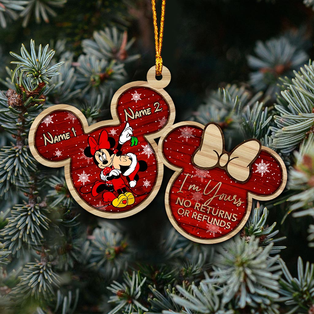 Mouse Ears Couple - Personalized Christmas Ornament (Printed On Both Sides)