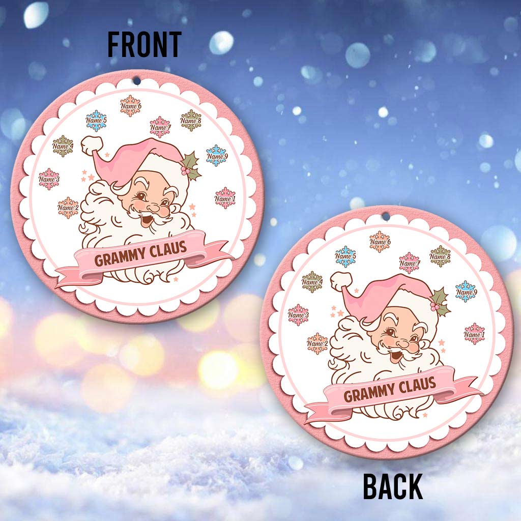 Grammy Claus Lil' Snowflakes - Personalized Christmas Ornament (Printed On Both Sides)