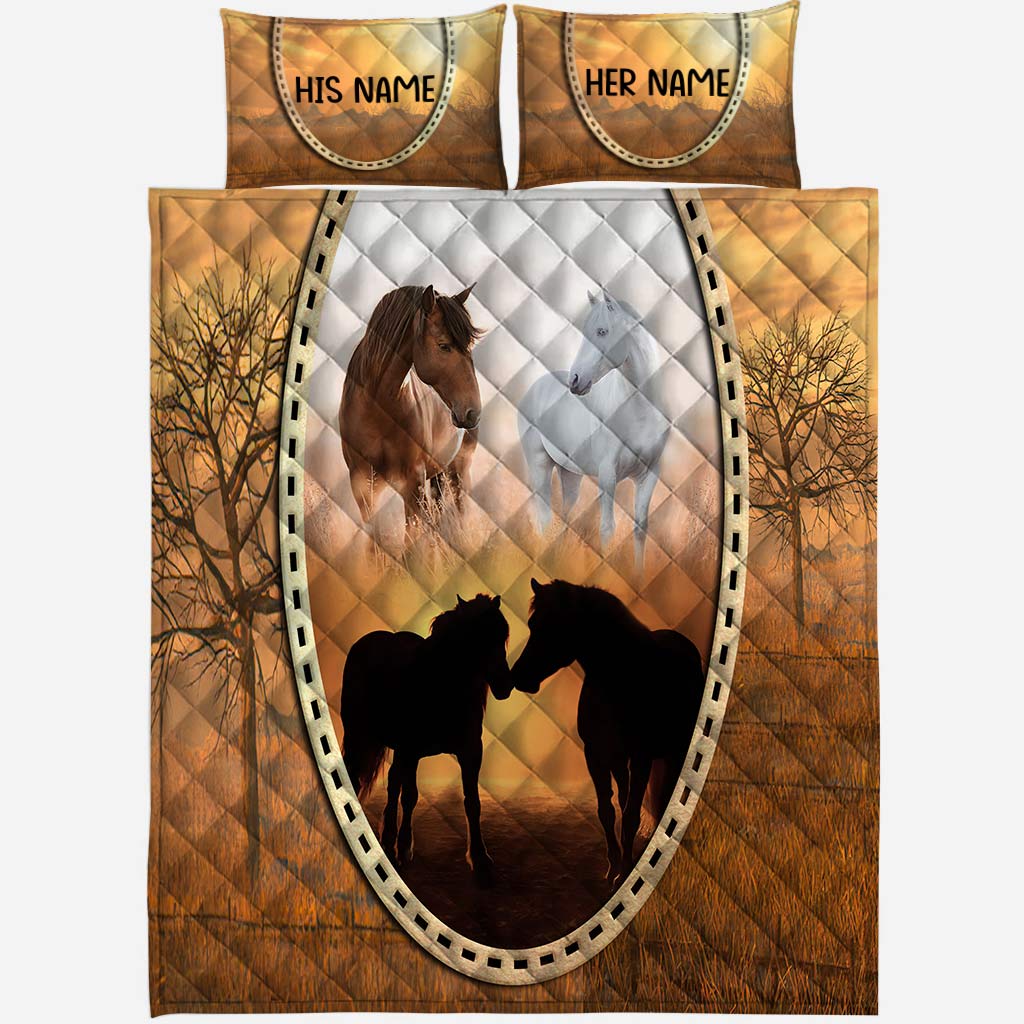 Horse Love - Personalized Couple Quilt Set