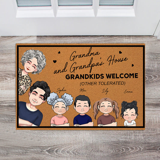 Grandkids Welcome - Personalized Mother's Day Grandma Doormat