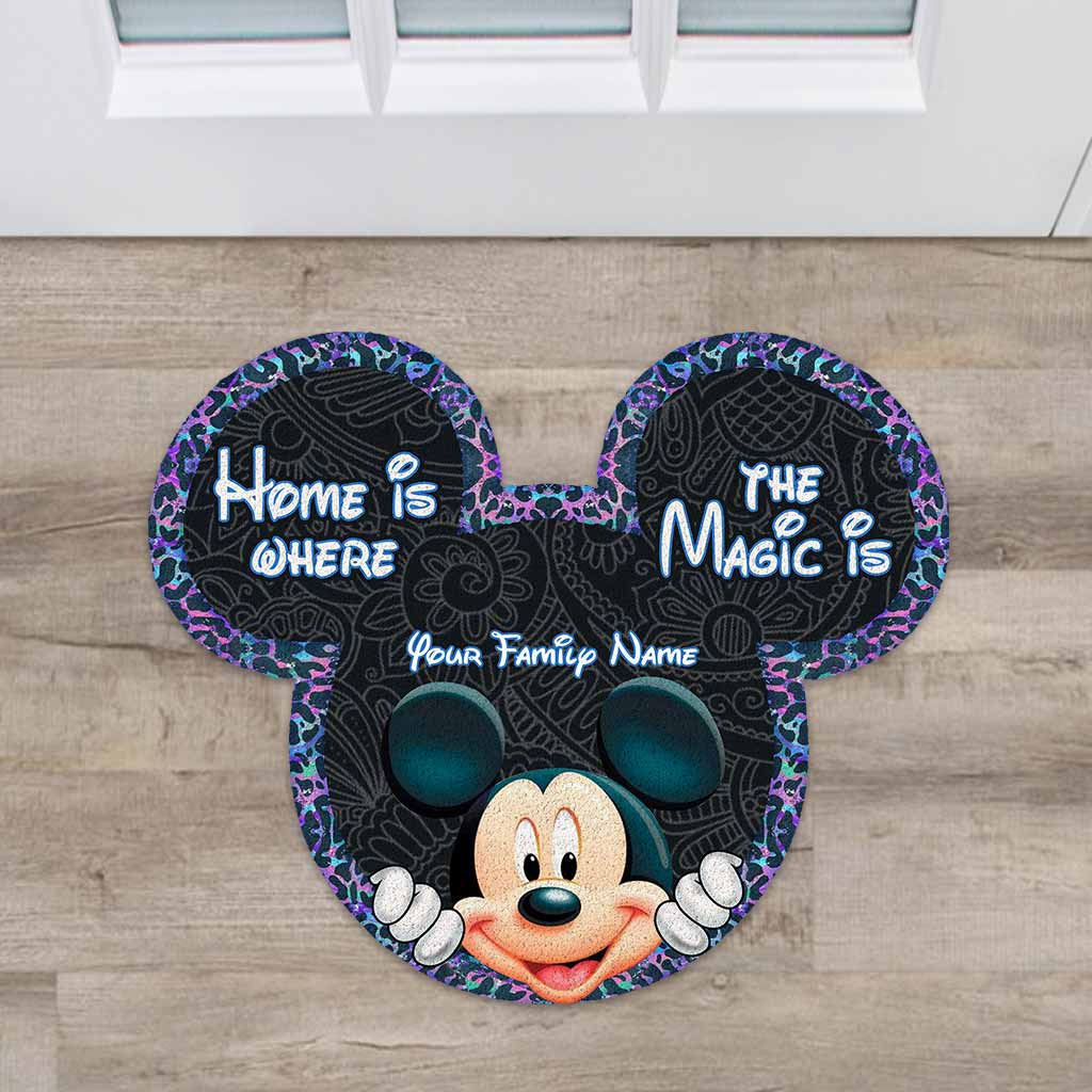 Home Is Where The Magic Is - Personalized Mouse Shaped Doormat