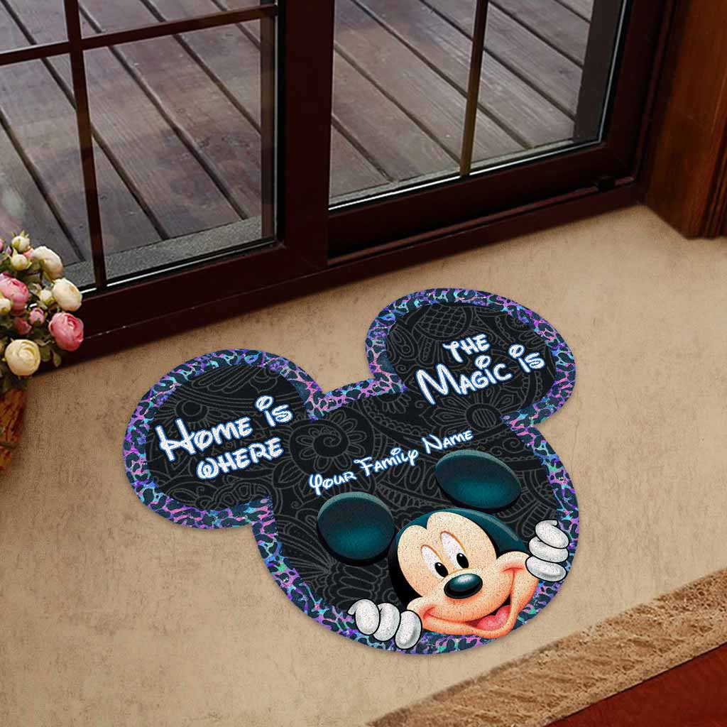 Home Is Where The Magic Is - Personalized Mouse Shaped Doormat
