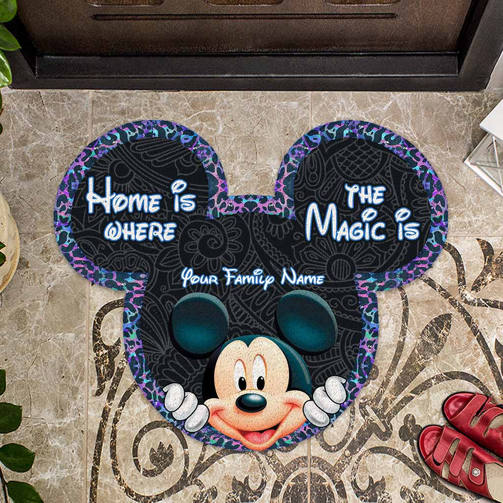 Home Is Where The Magic Is - Personalized Mouse Shaped Doormat