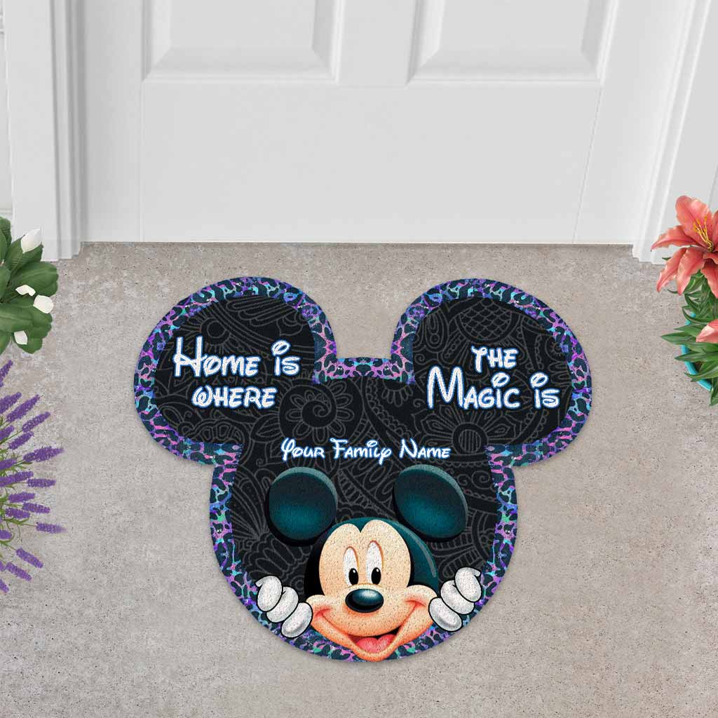 Home Is Where The Magic Is - Personalized Mouse Shaped Doormat