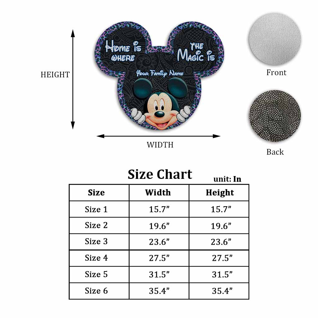 Home Is Where The Magic Is - Personalized Mouse Shaped Doormat