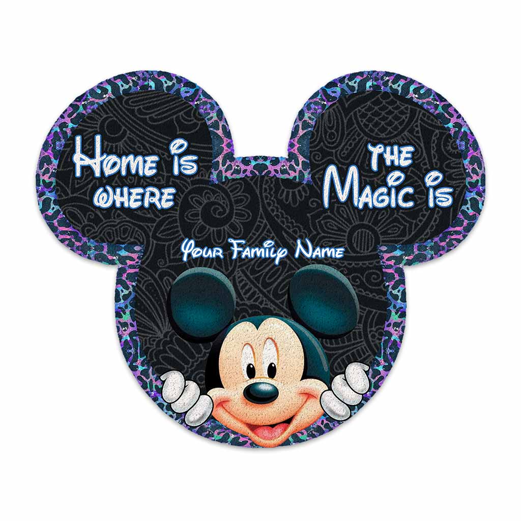 Home Is Where The Magic Is - Personalized Mouse Shaped Doormat