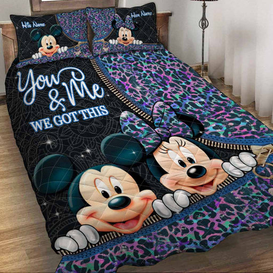 You & Me We Got This - Personalized Couple Mouse Quilt Set