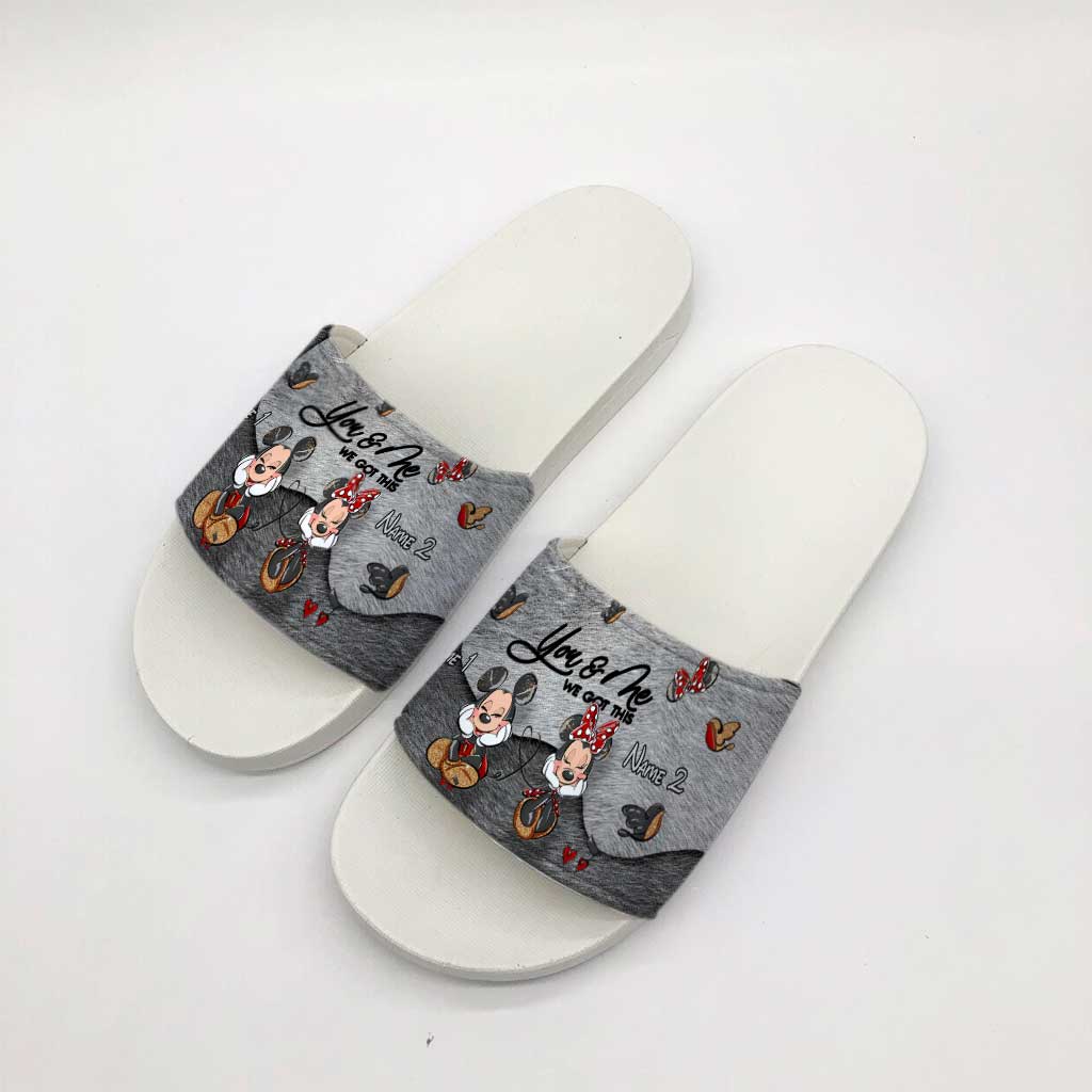 You And Me We Got This - Personalized Couple Mouse Slide Sandals