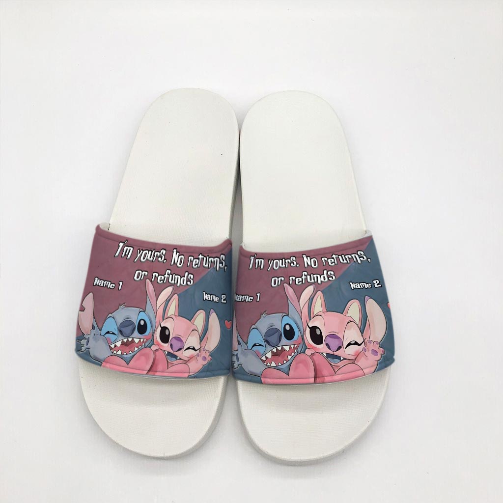 I'm Yours No Returns Or Refunds - Personalized Couple Ohana Slide Sandals