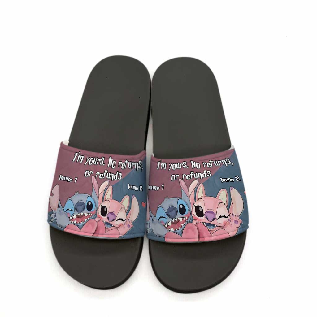 I'm Yours No Returns Or Refunds - Personalized Couple Ohana Slide Sandals