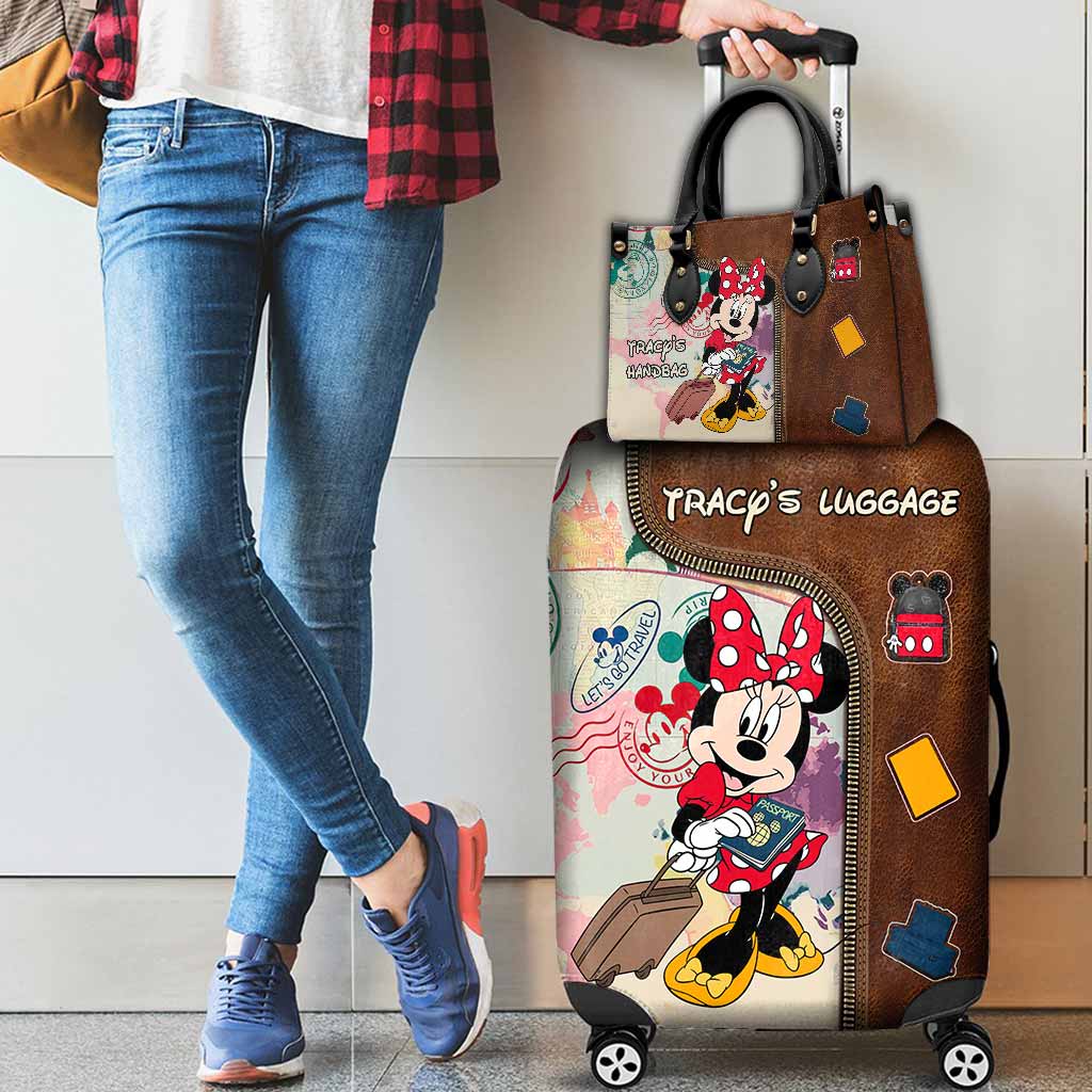 Travel Set - Personalized Mouse Leather Handbag & Luggage Cover