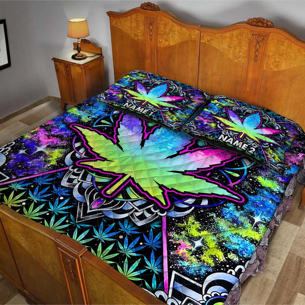 Psychedelic Leaves - Personalized Weed Quilt Set