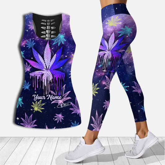 Get High Galaxy - Personalized Weed Hollow Tank Top and Leggings
