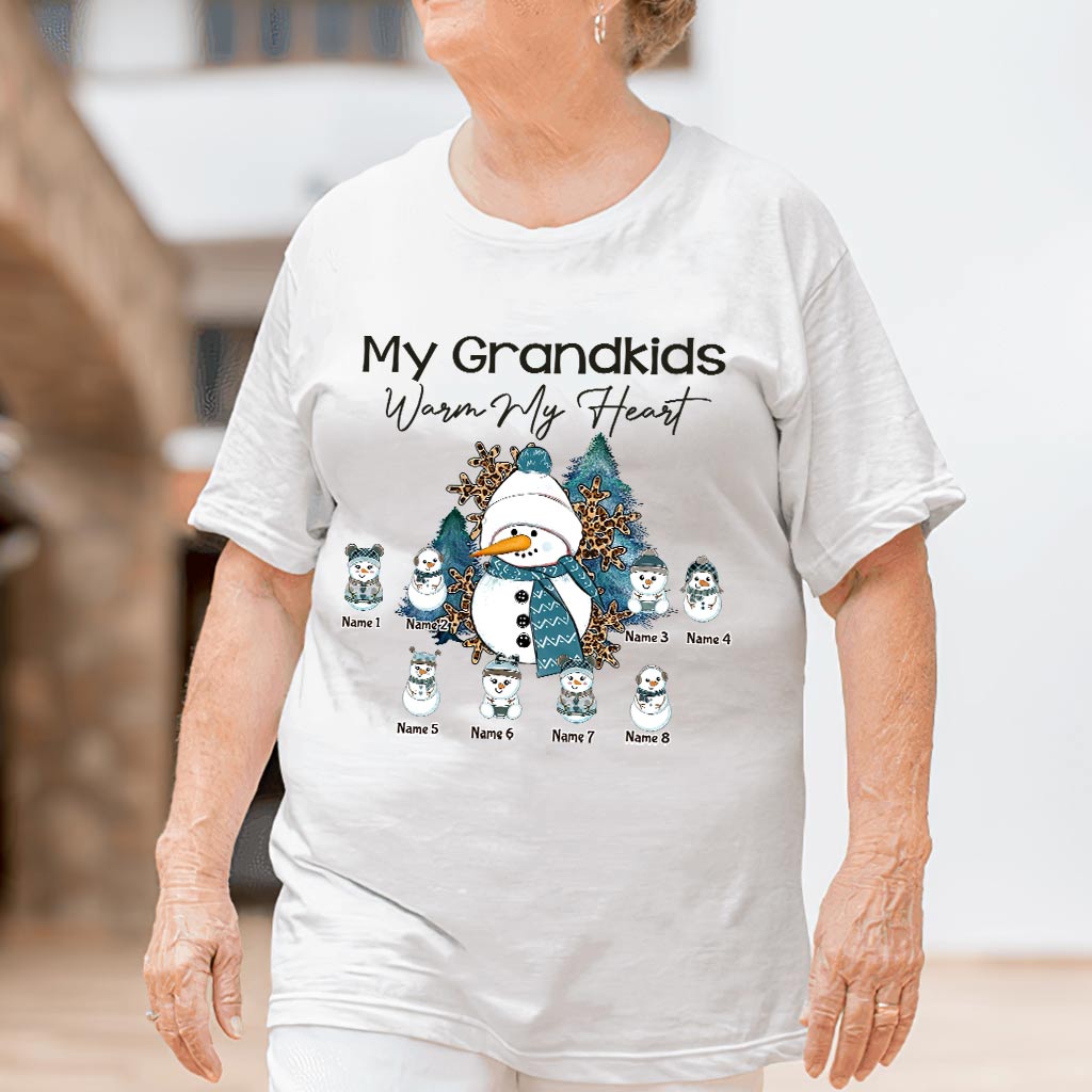 My Grandkids Warm My Heart - Personalized Christmas Grandma T-shirt and Hoodie
