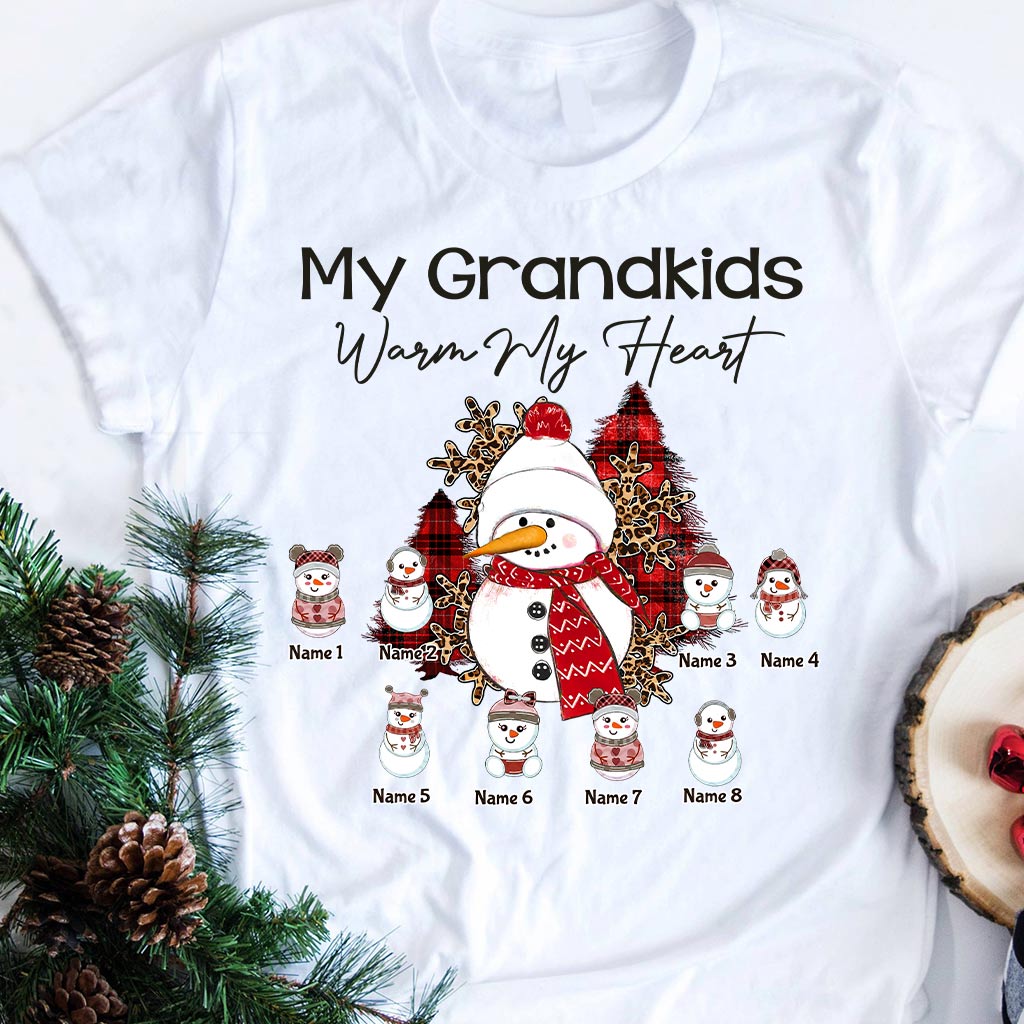 My Grandkids Warm My Heart - Personalized Christmas Grandma T-shirt and Hoodie