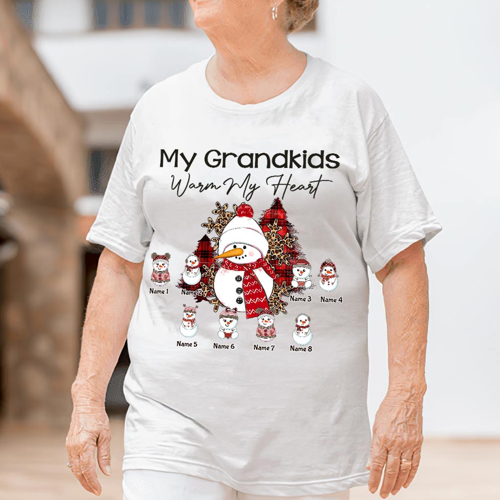 My Grandkids Warm My Heart - Personalized Christmas Grandma T-shirt and Hoodie