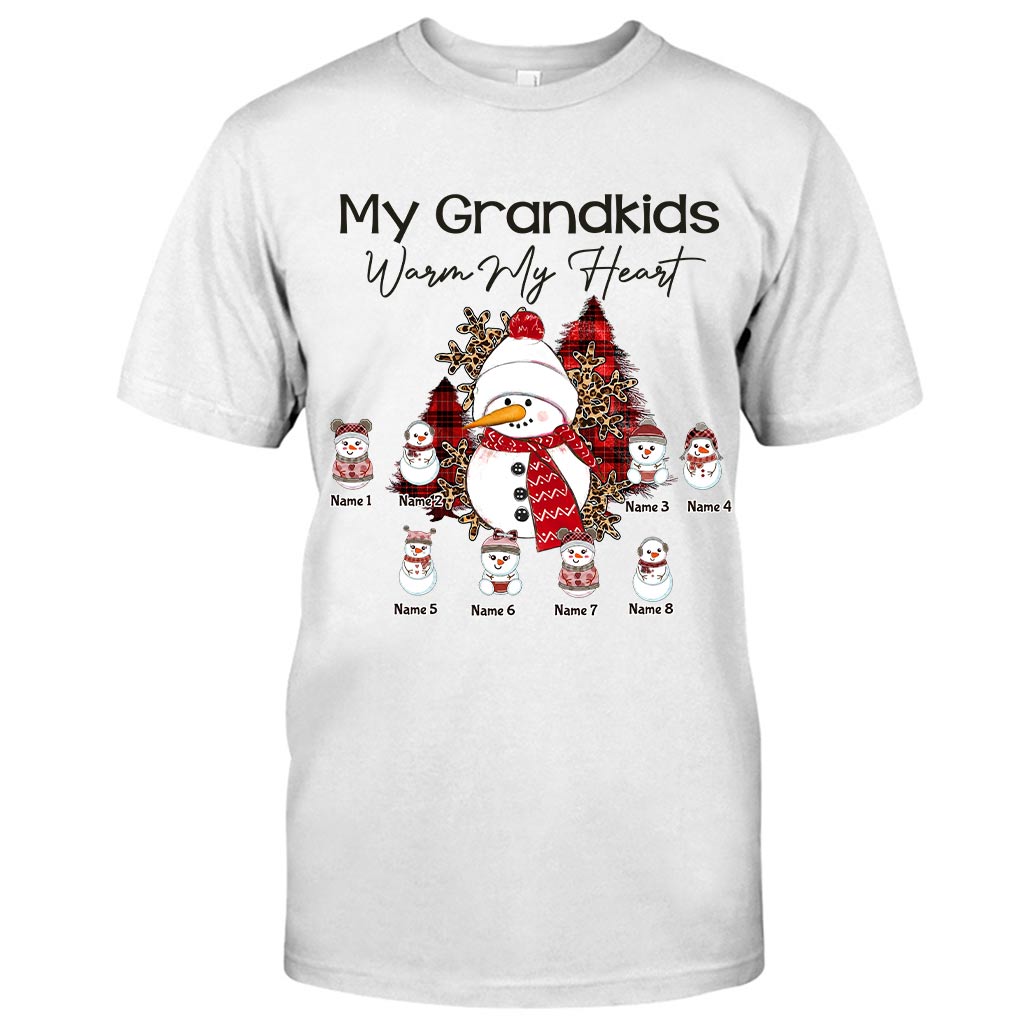 My Grandkids Warm My Heart - Personalized Christmas Grandma T-shirt and Hoodie