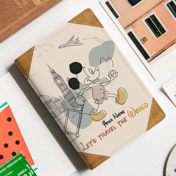 Let's Travel The World - Personalized Mouse Passport Holder - Silverybrand