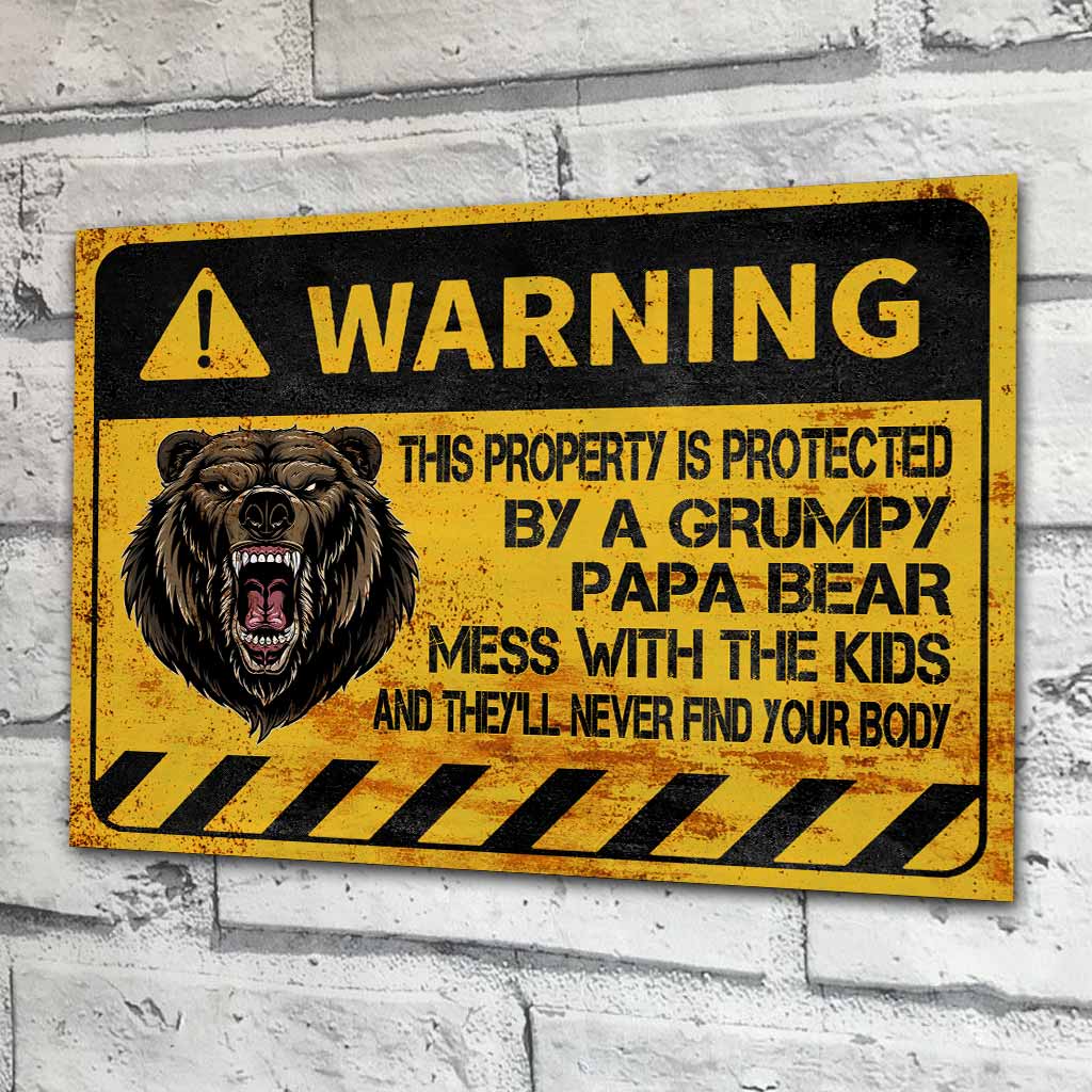 Warning Father's Day - Bear Rectangle Metal Sign