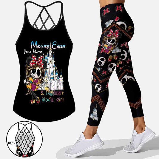 Mouse Ears And Nightmare - Personalized Cross Tank Top and Leggings