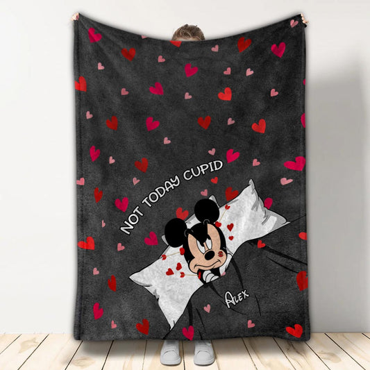Not Today Cupid - Personalized Valentine Mouse Blanket