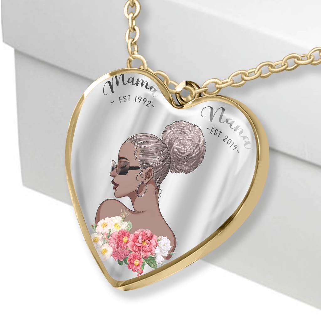 Mama Nana Necklace - Personalized Mother's Day Grandma Heart Pendant Necklace