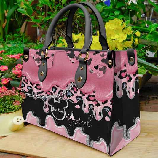 Pink Mouse Ears - Personalized Mouse Leather Handbag