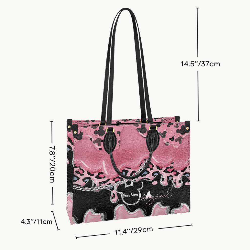 Pink Mouse Ears - Personalized Mouse Leather Handbag