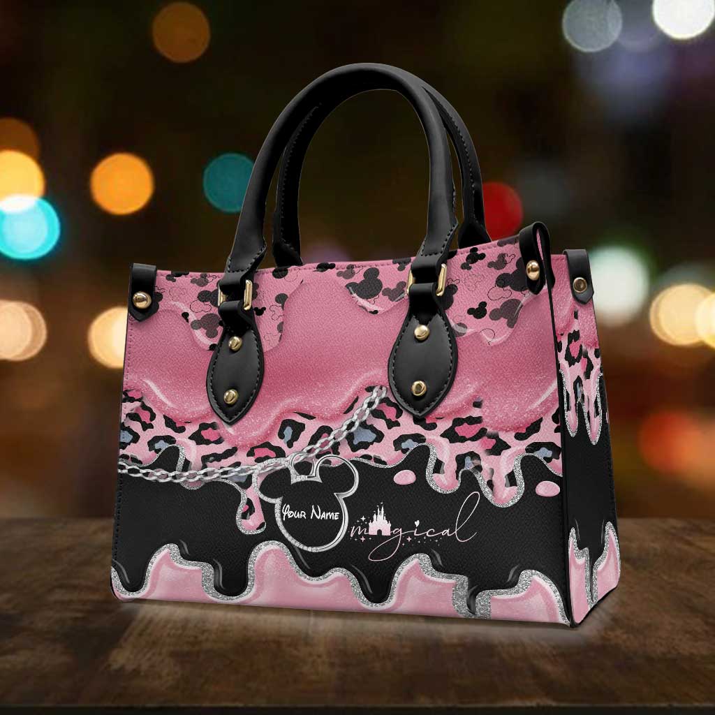 Pink Mouse Ears - Personalized Mouse Leather Handbag