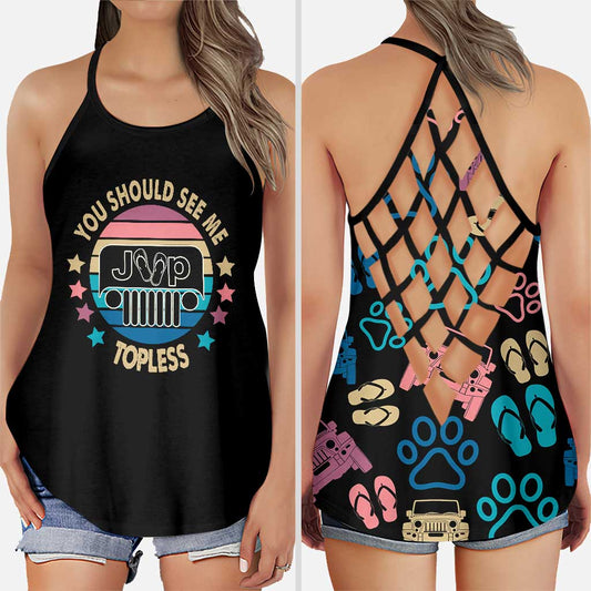 See Me Topless Car Cross Tank Top