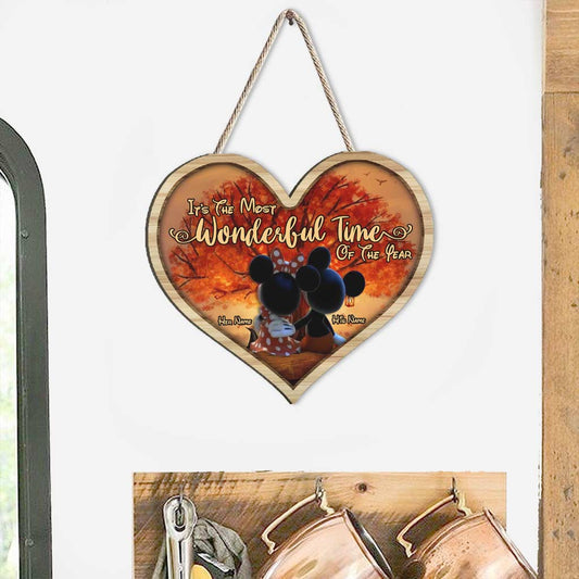 It's The Most Wonderful - Personalized Fall Mouse Wood Sign