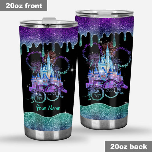50 Years Of Magic World -  Personalized Mouse Tumbler With Glitter Pattern Print