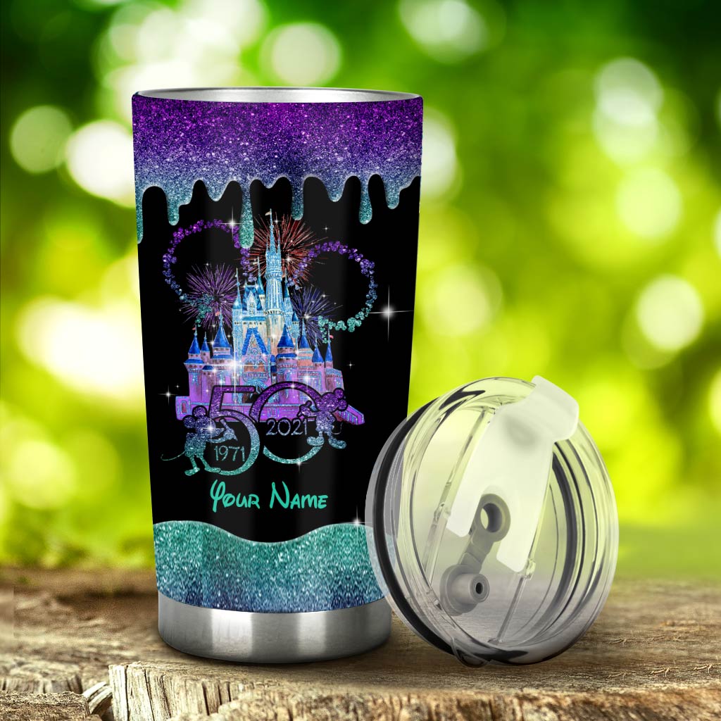 50 Years Of Magic World -  Personalized Mouse Tumbler With Glitter Pattern Print