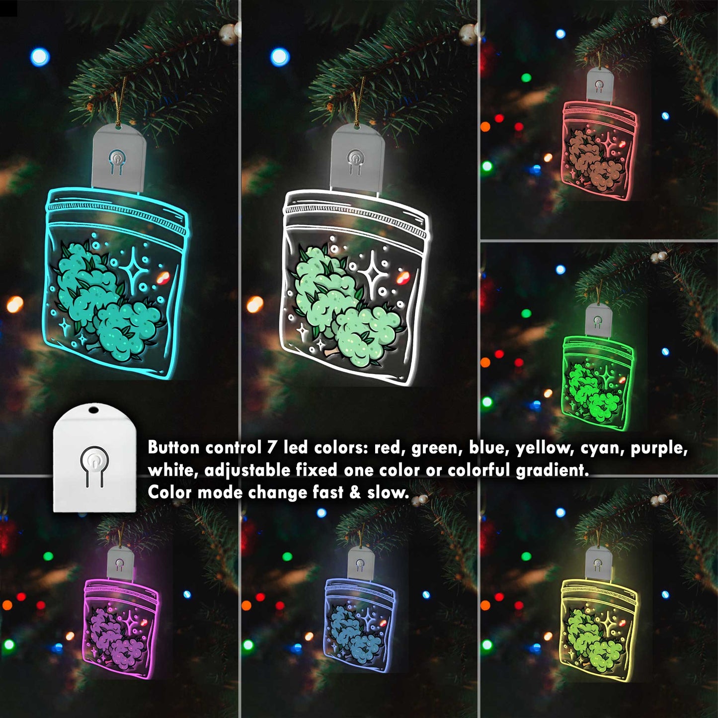 Get High Leaf - Personalized Christmas Weed Shaped Led Acrylic Ornament