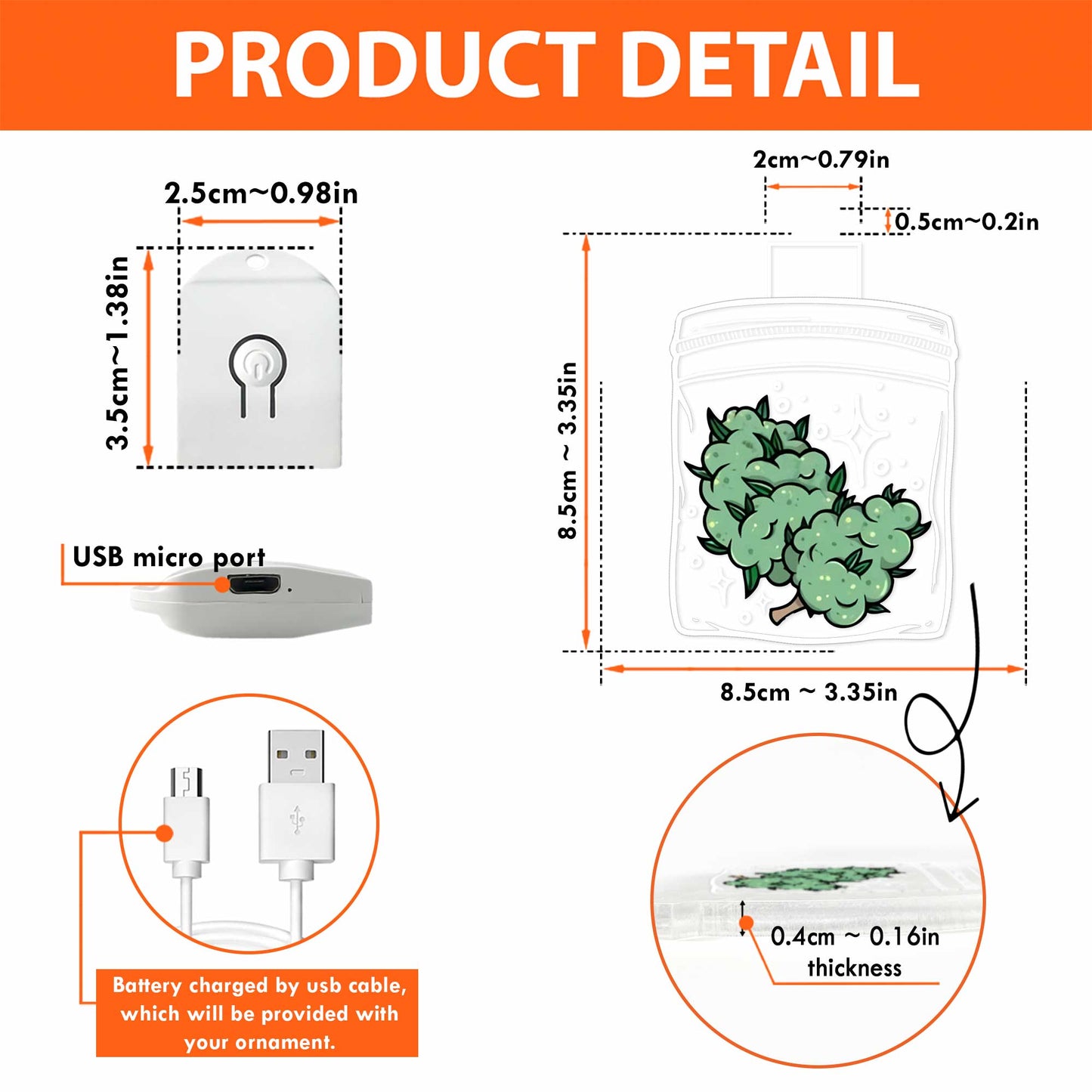 Get High Leaf - Personalized Christmas Weed Shaped Led Acrylic Ornament
