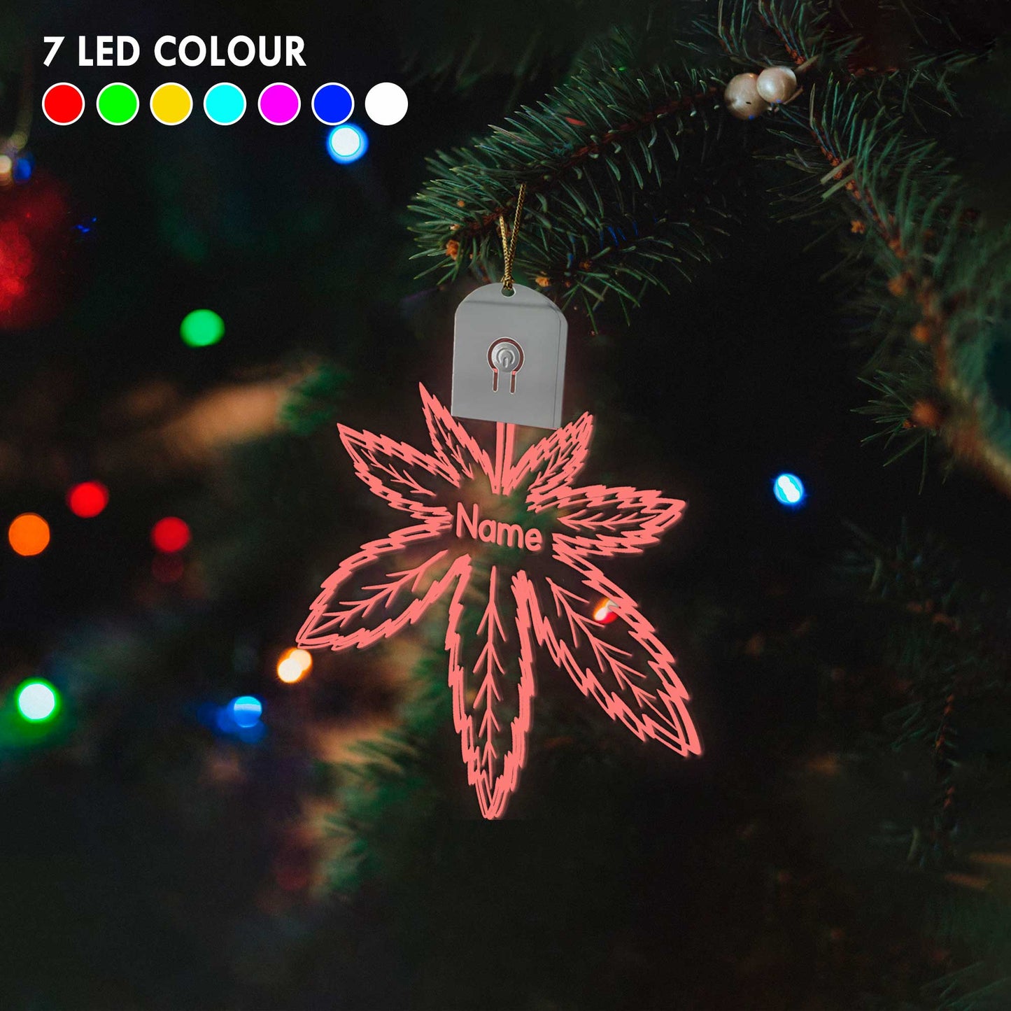 Get High Leaf - Personalized Christmas Weed Shaped Led Acrylic Ornament