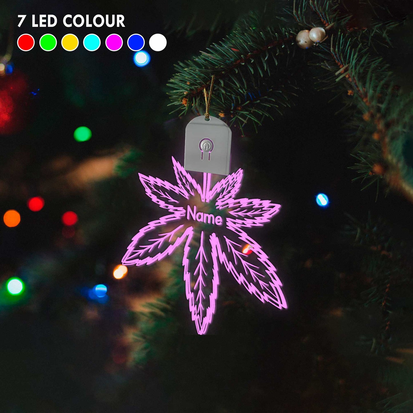 Get High Leaf - Personalized Christmas Weed Shaped Led Acrylic Ornament