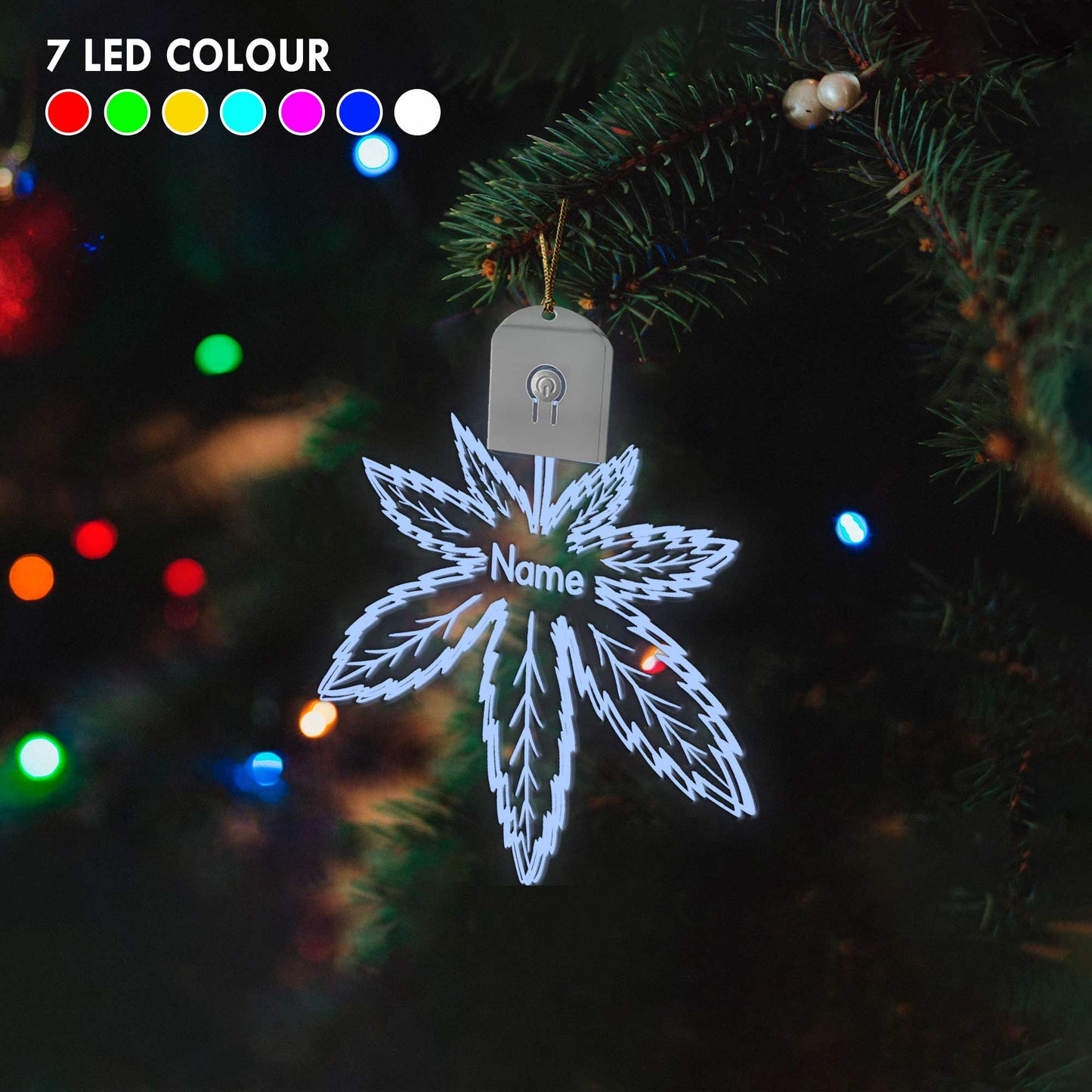 Get High Leaf - Personalized Christmas Weed Shaped Led Acrylic Ornament