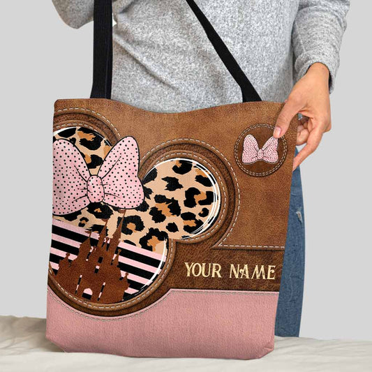 Magical Pink Leopard Mouse Ears - Personalized Mouse Tote Bag