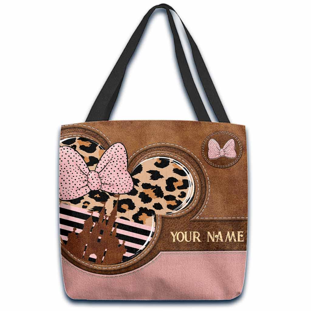 Magical Pink Leopard Mouse Ears - Personalized Mouse Tote Bag