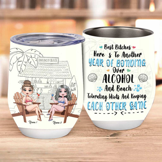 Here's To Another Year - Personalized Bestie Wine Tumbler